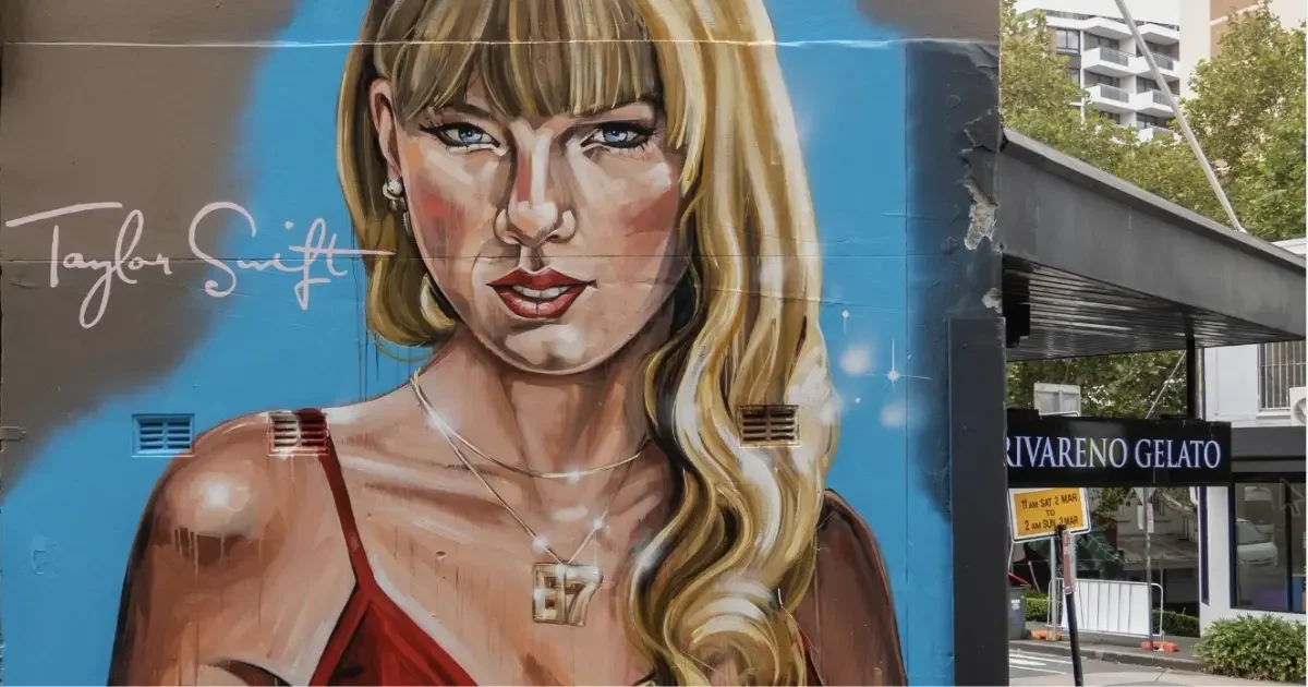 Graffiti of Taylor Swift on a wall in Sydney
